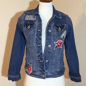 Abercrombie kids girls embellished jeans jacket,sequins,size 9-10 Kids,like new